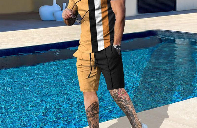 Casual Men Clothing Two Piece Set Shorts Summer T Shirt and Short Set Men - Constantin & Crys