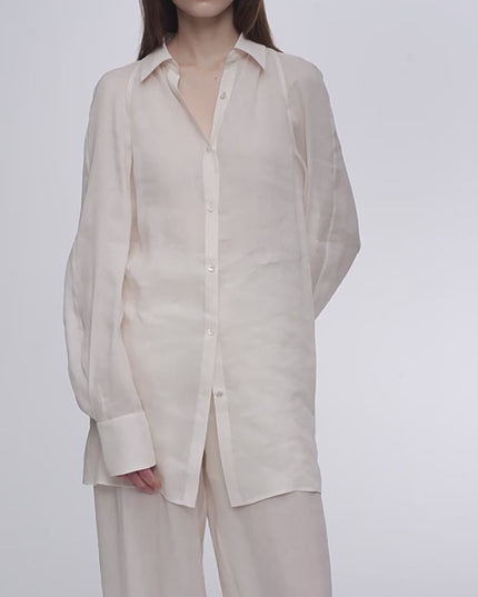 Mulberry Silk & Linen Long-Sleeve Shirt and Trousers Set | Breathable Luxury