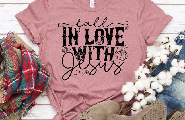 Fall in Love With Jesus T-Shirt | Women's Christian Graphic Tee | Bella Canvas