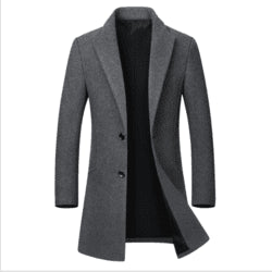 Factory Wholesale 2024 Men Wool Trench Coat Slim Overcoat Warm Winter Long Men's - Constantin & Crys