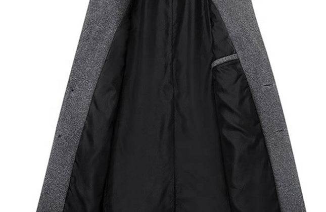 Factory Wholesale 2024 Men Wool Trench Coat Slim Overcoat Warm Winter Long Men's - Constantin & Crys