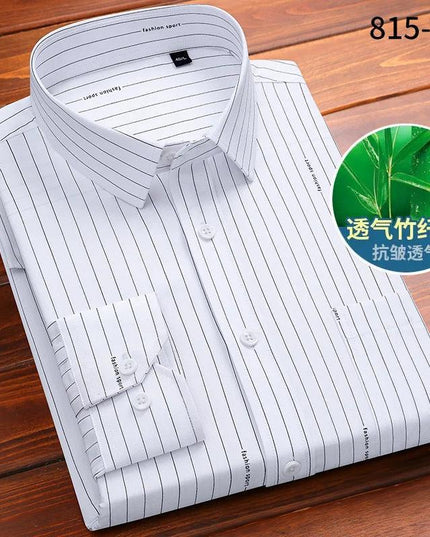 Fashion Blue Black White Mens Dress Shirts for Man Long Sleeved Shirt - Constantin & Crys