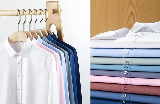 Fashion Blue Black White Mens Dress Shirts for Man Long Sleeved Shirt - Constantin & Crys