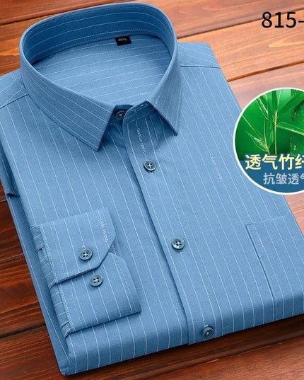 Fashion Blue Black White Mens Dress Shirts for Man Long Sleeved Shirt - Constantin & Crys