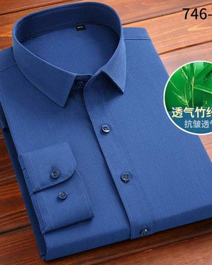 Fashion Blue Black White Mens Dress Shirts for Man Long Sleeved Shirt - Constantin & Crys