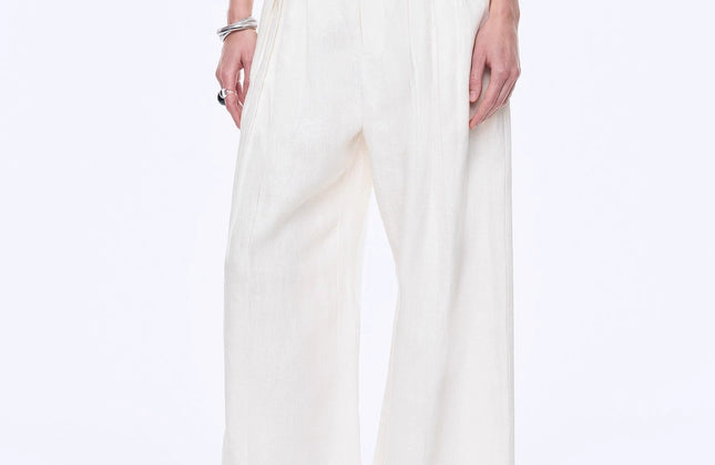 Gilet drapé 100 % lin et pantalon droit taille haute à double pli | Ensemble Old Money