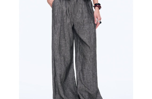 Gilet drapé 100 % lin et pantalon droit taille haute à double pli | Ensemble Old Money