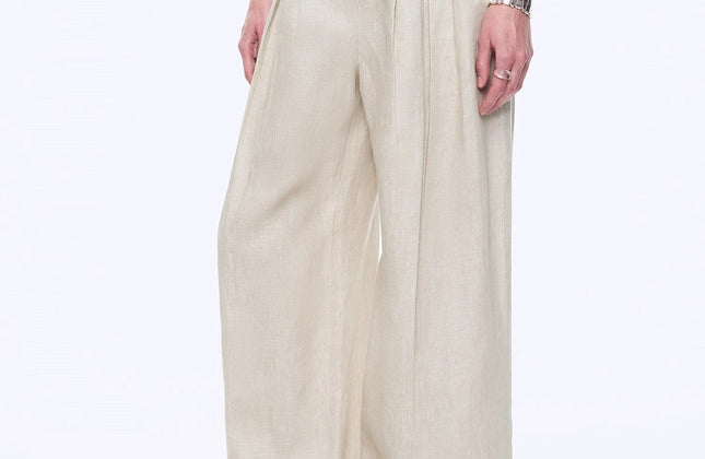 Gilet drapé 100 % lin et pantalon droit taille haute à double pli | Ensemble Old Money