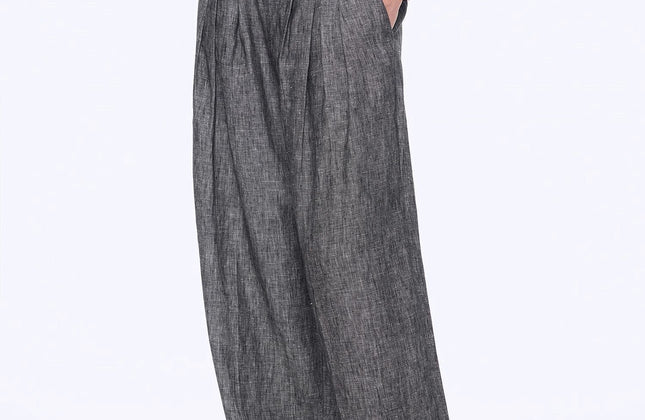 Gilet drapé 100 % lin et pantalon droit taille haute à double pli | Ensemble Old Money