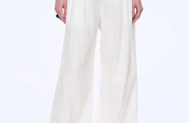 Gilet drapé 100 % lin et pantalon droit taille haute à double pli | Ensemble Old Money