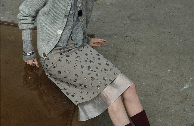 Hand-Embroidered Sequin Floral Skirt