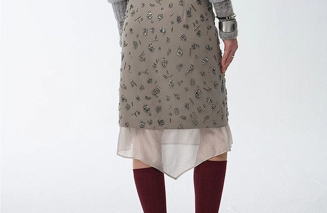 Hand-Embroidered Sequin Floral Skirt