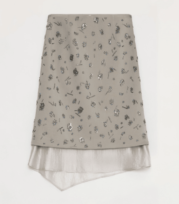 Hand-Embroidered Sequin Floral Skirt