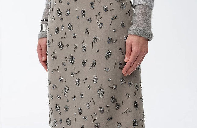 Hand-Embroidered Sequin Floral Skirt