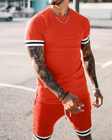 Hot Selling Short Sleeve Shirt and Shorts Set Men O - Neck Patchwork - Constantin & Crys