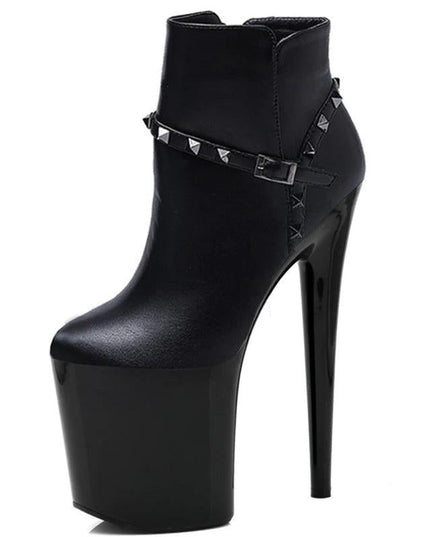Japan and South Korea Black Matte Thick Heel Platform High Heels 20 Cm Model - Constantin & Crys