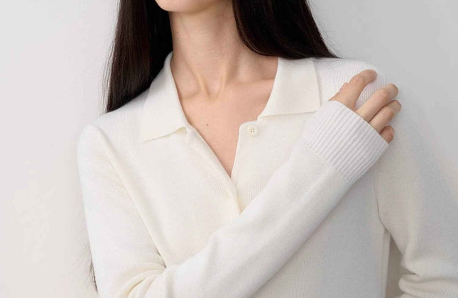 Ensemble cardigan col roulé et pantalon tricot coupe droite en laine mérinos Yangtsé