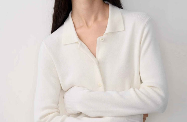 Ensemble cardigan col roulé et pantalon tricot coupe droite en laine mérinos Yangtsé