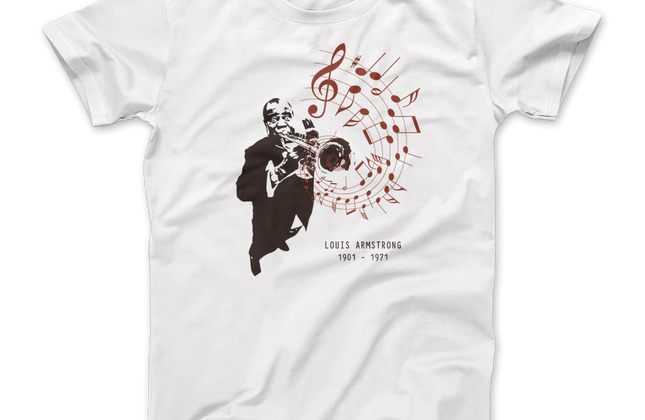 Louis Armstrong Jazz Legend Graphic T-Shirt | Satchmo Trumpet Tee