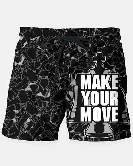 Shorts d'échecs imprimés « À vous de jouer » | Shorts homme premium entièrement imprimés
