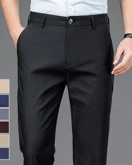 Male Pants Stretch Solid Black Smart Casual Men's Trousers Office Quick Dry - Constantin & Crys
