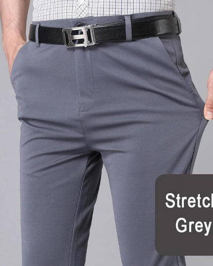 Male Pants Stretch Solid Black Smart Casual Men's Trousers Office Quick Dry - Constantin & Crys