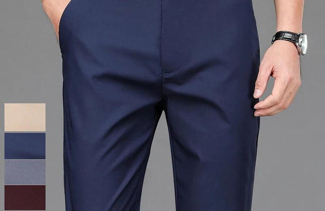 Male Pants Stretch Solid Black Smart Casual Men's Trousers Office Quick Dry - Constantin & Crys