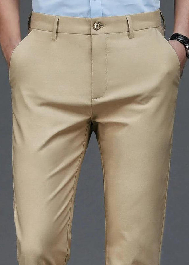 Male Pants Stretch Solid Black Smart Casual Men's Trousers Office Quick Dry - Constantin & Crys