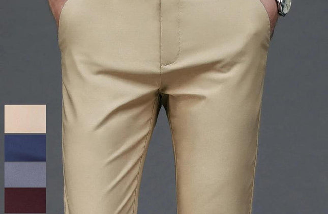 Male Pants Stretch Solid Black Smart Casual Men's Trousers Office Quick Dry - Constantin & Crys