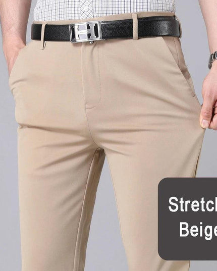 Male Pants Stretch Solid Black Smart Casual Men's Trousers Office Quick Dry - Constantin & Crys