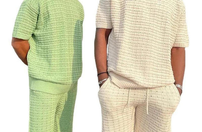 Men Sweat Suit Set Summer Clothing Men 2 Piece Short Sleeve T Shirt and Shorts - Constantin & Crys