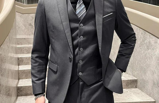 Men's High - Quality 3 - Piece Business Casual Wedding Suit Vest Trousers - Constantin & Crys