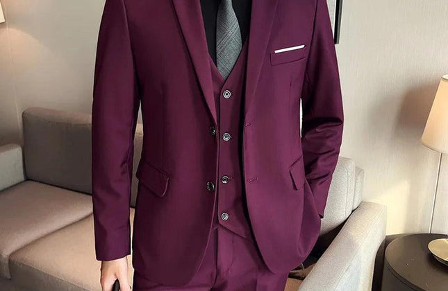 Men's High - Quality 3 - Piece Business Casual Wedding Suit Vest Trousers - Constantin & Crys