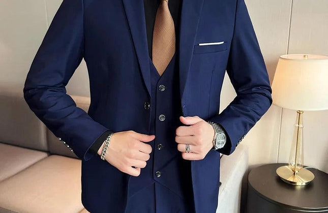 Men's High - Quality 3 - Piece Business Casual Wedding Suit Vest Trousers - Constantin & Crys