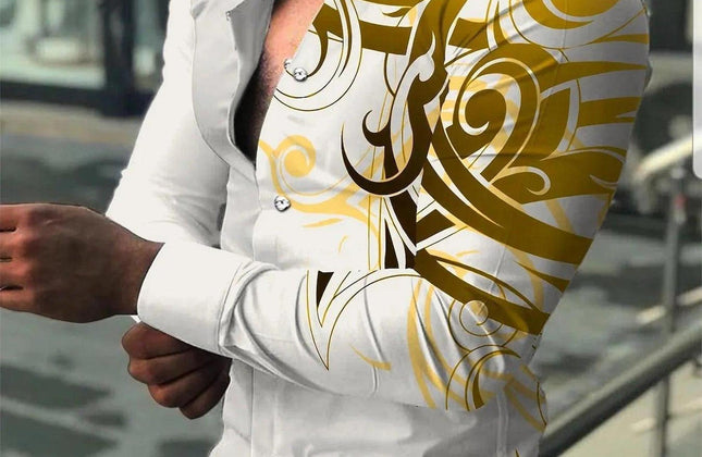 Men’s Slim Fit Printed Long - Sleeve Casual Shirt - Constantin & Crys