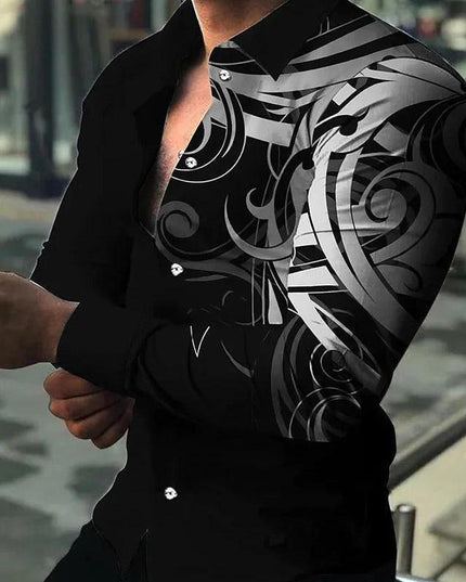 Men’s Slim Fit Printed Long - Sleeve Casual Shirt - Constantin & Crys