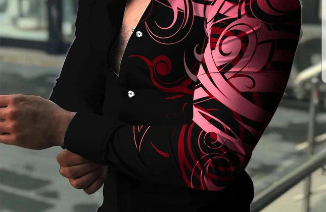 Men’s Slim Fit Printed Long - Sleeve Casual Shirt - Constantin & Crys