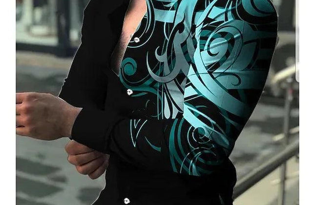 Men’s Slim Fit Printed Long - Sleeve Casual Shirt - Constantin & Crys