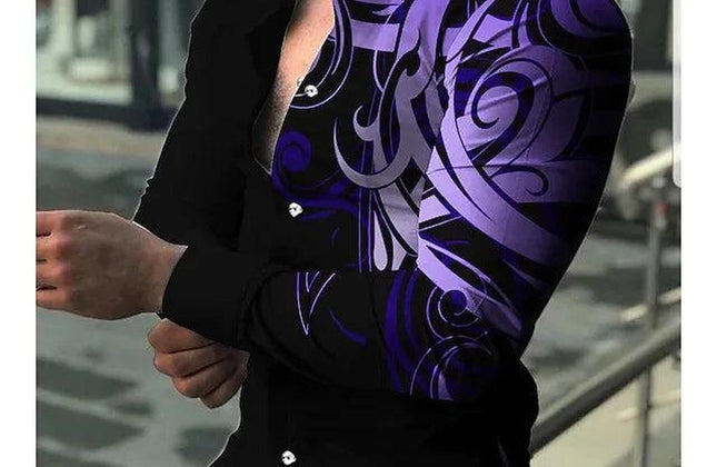 Men’s Slim Fit Printed Long - Sleeve Casual Shirt - Constantin & Crys