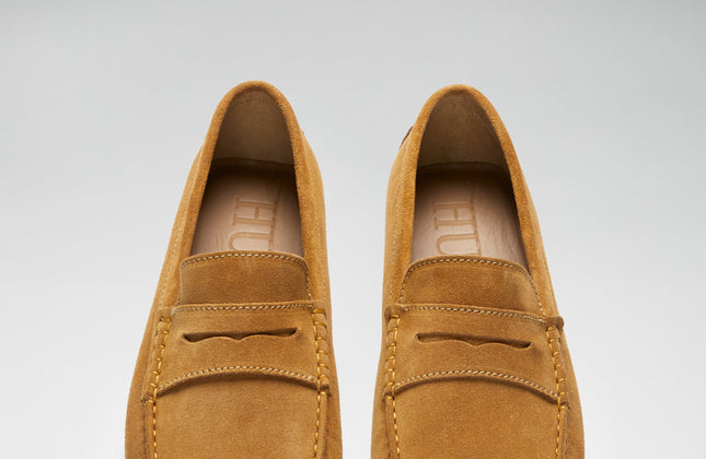Tobacco Suede Penny Driving Loafers
