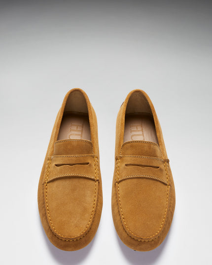 Tobacco Suede Penny Driving Loafers