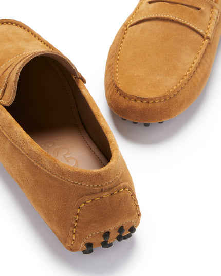 Tobacco Suede Penny Driving Loafers
