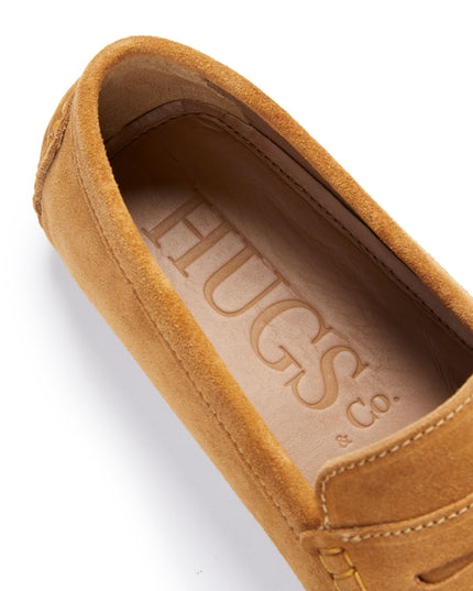Tobacco Suede Penny Driving Loafers