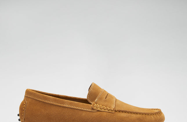 Tobacco Suede Penny Driving Loafers