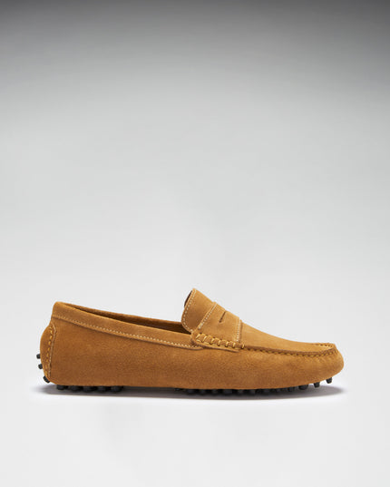 Tobacco Suede Penny Driving Loafers