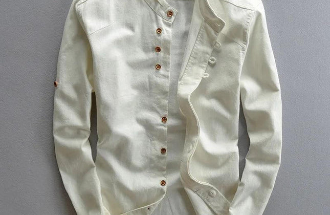 New Fashion Spring Autumn Men Long Sleeve Shirt Clothes for Men Mandarin Collar - Constantin & Crys