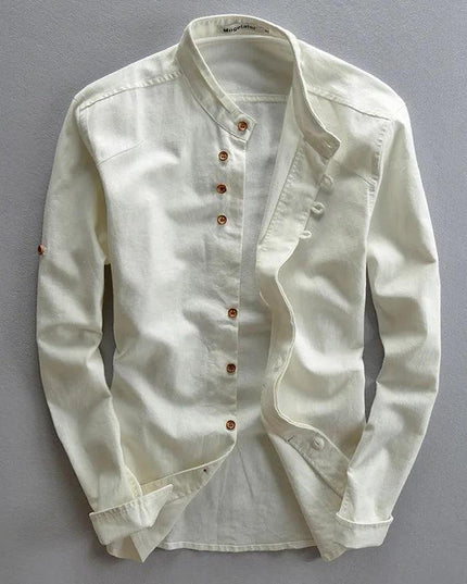 New Fashion Spring Autumn Men Long Sleeve Shirt Clothes for Men Mandarin Collar - Constantin & Crys