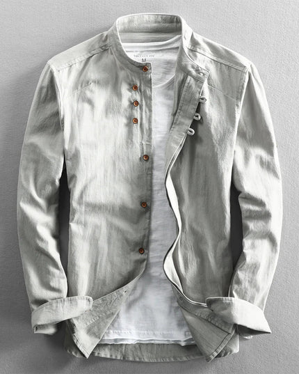 New Fashion Spring Autumn Men Long Sleeve Shirt Clothes for Men Mandarin Collar - Constantin & Crys