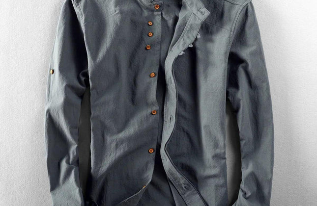 New Fashion Spring Autumn Men Long Sleeve Shirt Clothes for Men Mandarin Collar - Constantin & Crys