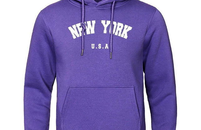 NEW YORK Letter U.S.A City Print Hoody Men Fashion Casual Long Sleeves Hooded - Constantin & Crys